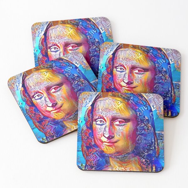 Item preview, Colorful Mona Lisa portrait with blue, orange and magenta color scheme designed and sold by NickoPrints.