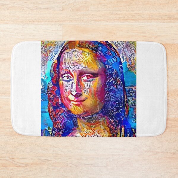 Item preview, Colorful Mona Lisa portrait with blue, orange and magenta color scheme designed and sold by NickoPrints.