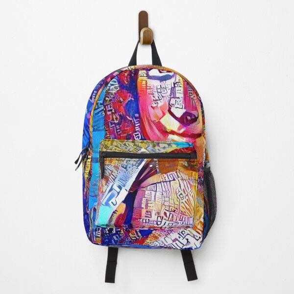 Item preview, Colorful Mona Lisa portrait with blue, orange and magenta color scheme designed and sold by NickoPrints.