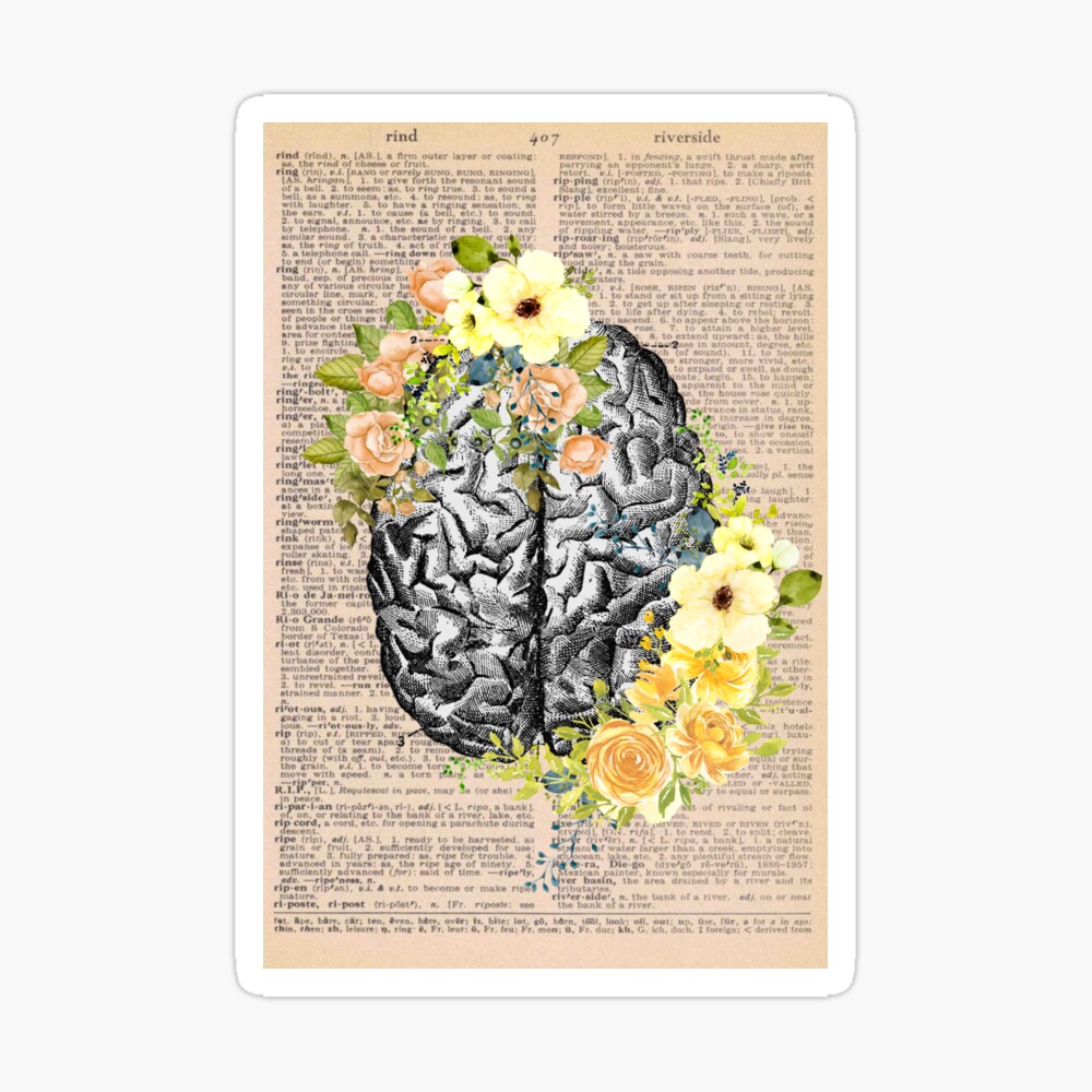 Vintage Medical Floral Brain Art