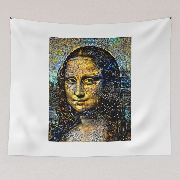 Item preview, Mona Lisa by Leonardo da Vinci - golden night design  designed and sold by NickoPrints.