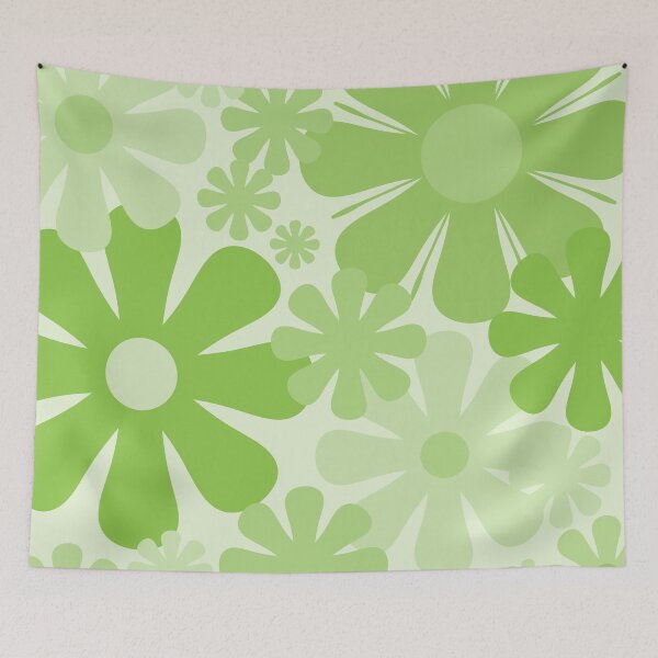 Item preview, Retro 60s 70s Flowers Vintage Style Floral Pattern Lime Green designed and sold by kierkegaard.