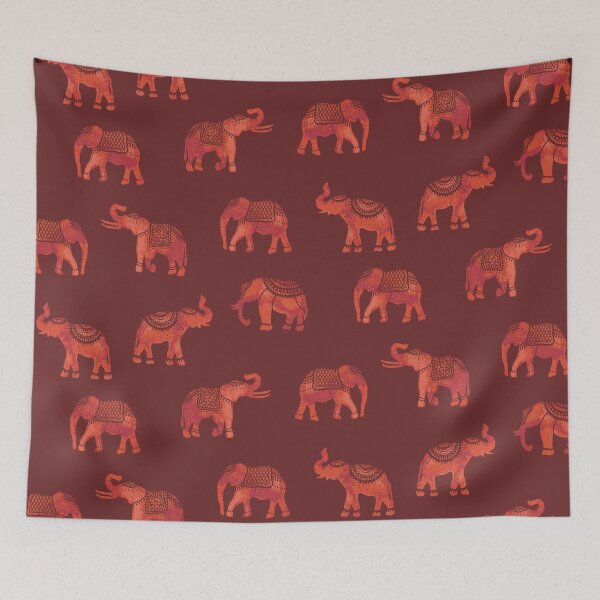 Item preview, Dark Red Indian Elephants designed and sold by Carolina Diaz.