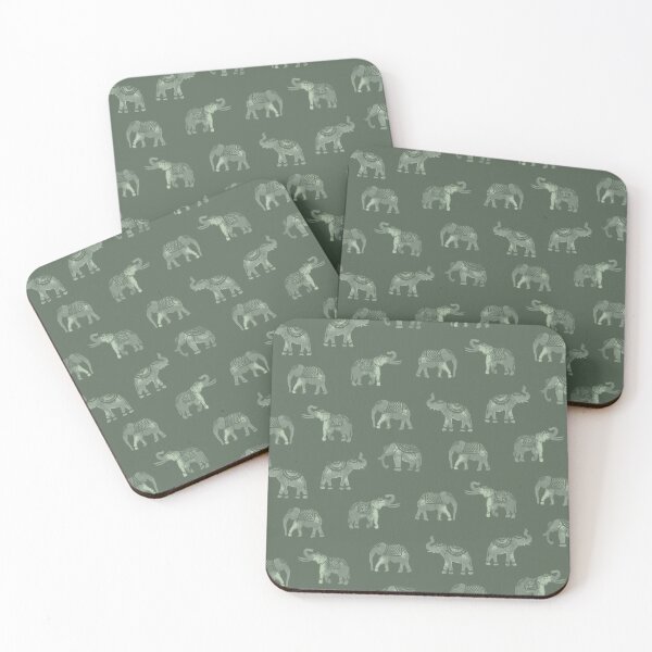 Item preview, Dark Sage Green Indian Elephants designed and sold by Carolina Diaz.
