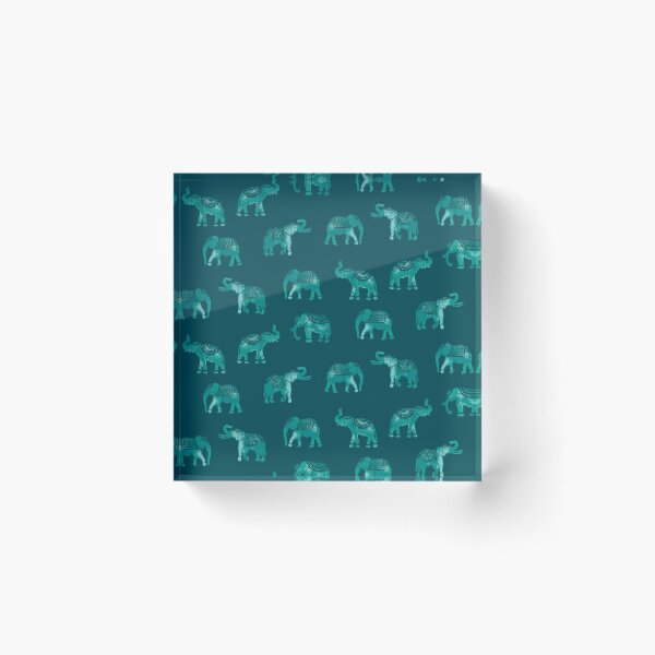 Item preview, Dark Teal Indian Elephants designed and sold by Carolina Diaz.