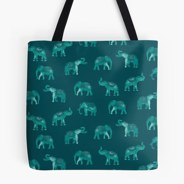 Item preview, Dark Teal Indian Elephants designed and sold by Carolina Diaz.