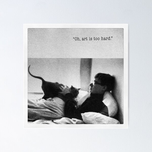 Item preview, Art is too hard | Andy Warhol & his cat in bed designed and sold by Pulpman.