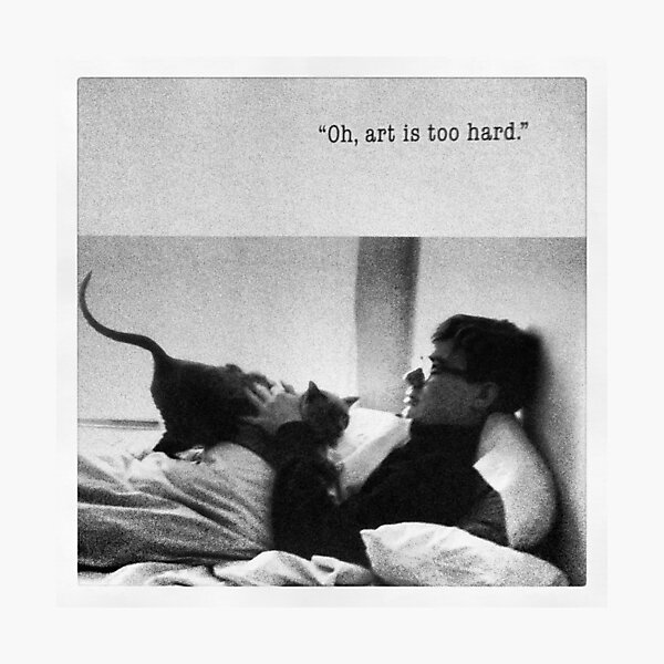 Item preview, Art is too hard | Andy Warhol & his cat in bed designed and sold by Pulpman.