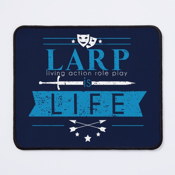 Item preview, LARP is Life - blue/white designed and sold by The Malva Glyphs.