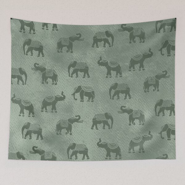 Item preview, Light Sage Green Indian Elephants designed and sold by Carolina Diaz.