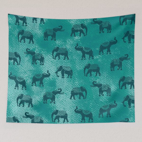 Item preview, Light Teal Indian Elephants designed and sold by Carolina Diaz.