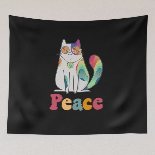 Item preview, Hippie Peace Kitty  designed and sold by HappyLifeCreate.