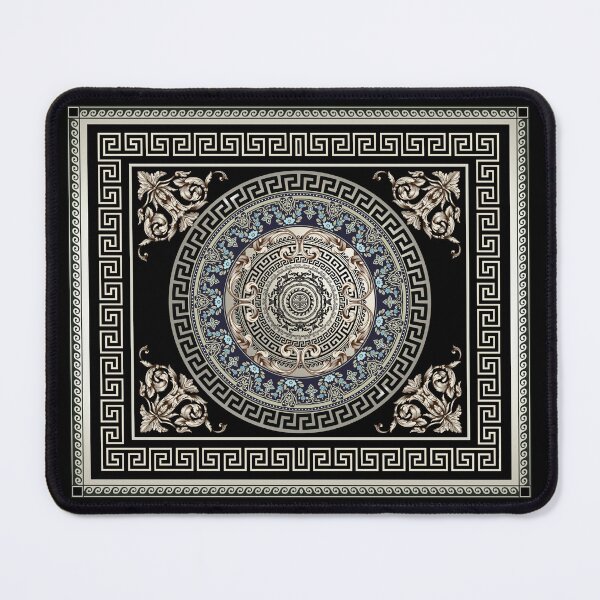 Item preview, Greek Key Meander Cream Blue Black Medallion Ornate Baroque designed and sold by Yiorgos Designs.