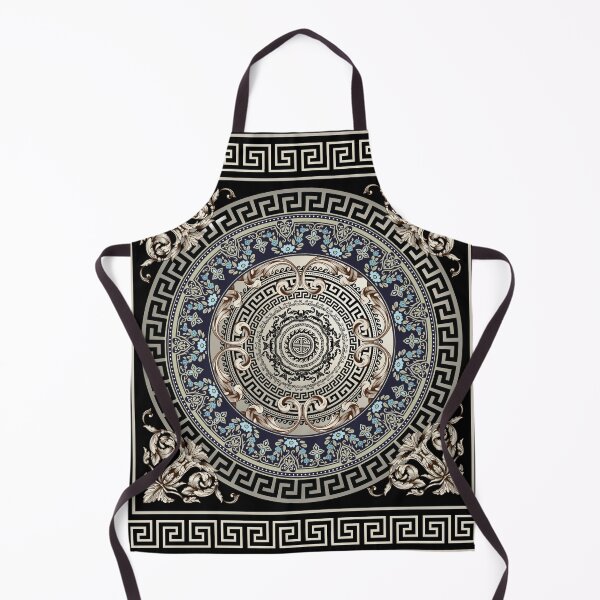 Item preview, Greek Key Meander Cream Blue Black Medallion Ornate Baroque designed and sold by Yiorgos Designs.