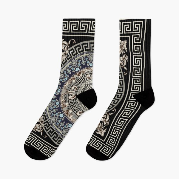 Item preview, Greek Key Meander Cream Blue Black Medallion Ornate Baroque designed and sold by Yiorgos Designs.