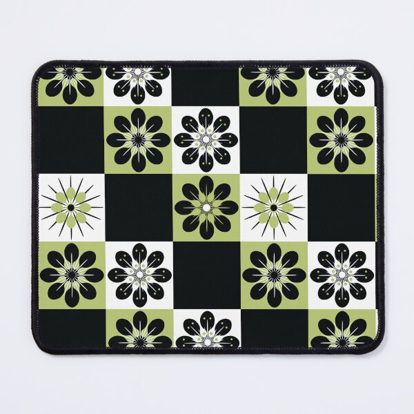 Item preview, Summer Picnic Check Flowers Avacado Olive Green Vintage Retro 50s 60s 70s MCM Mid Centrury Modern Mod designed and sold by LoreliDesigns.