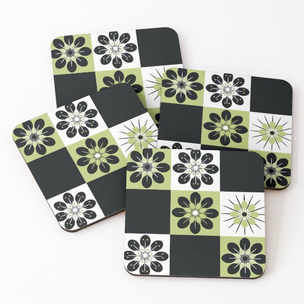 Item preview, Summer Picnic Check Flowers Avacado Olive Green Vintage Retro 50s 60s 70s MCM Mid Centrury Modern Mod designed and sold by LoreliDesigns.