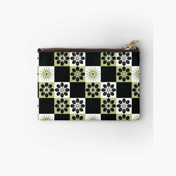 Item preview, Picnic de verano Check Flowers Avacado Olive Green Vintage Retro 50s 60s 70s MCM Mid Centrury Modern Mod designed and sold by LoreliDesigns.