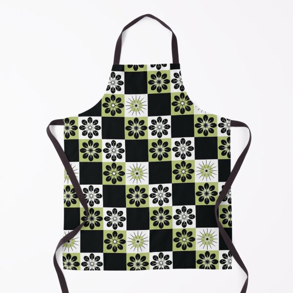 Item preview, Summer Picnic Check Flowers Avacado Olive Green Vintage Retro 50s 60s 70s MCM Mid Centrury Modern Mod designed and sold by LoreliDesigns.