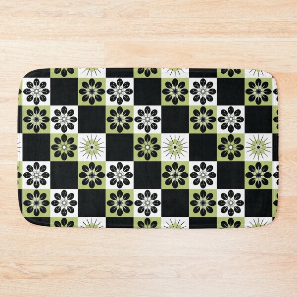 Item preview, Summer Picnic Check Flowers Avacado Olive Green Vintage Retro 50s 60s 70s MCM Mid Centrury Modern Mod designed and sold by LoreliDesigns.