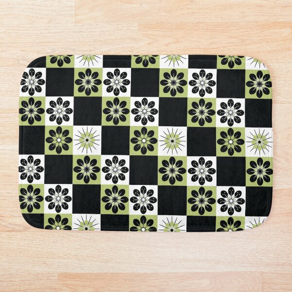 Item preview, Summer Picnic Check Flowers Avacado Olive Green Vintage Retro 50s 60s 70s MCM Mid Centrury Modern Mod designed and sold by LoreliDesigns.