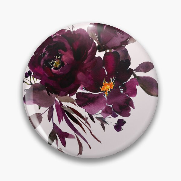 Item preview, Burgundy watercolour floral pattern designed and sold by plumspixellove.