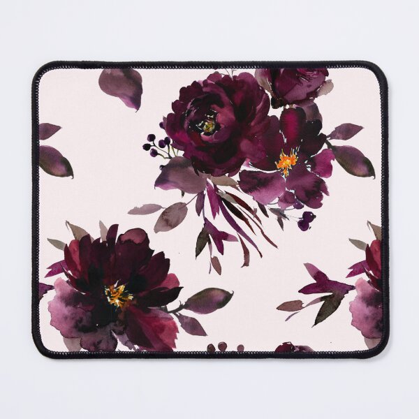 Item preview, Burgundy watercolour floral pattern designed and sold by plumspixellove.