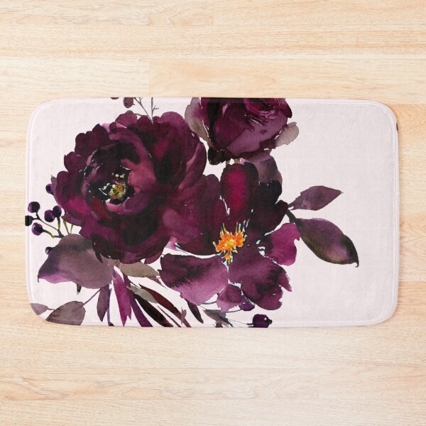 Item preview, Burgundy watercolour floral pattern designed and sold by plumspixellove.