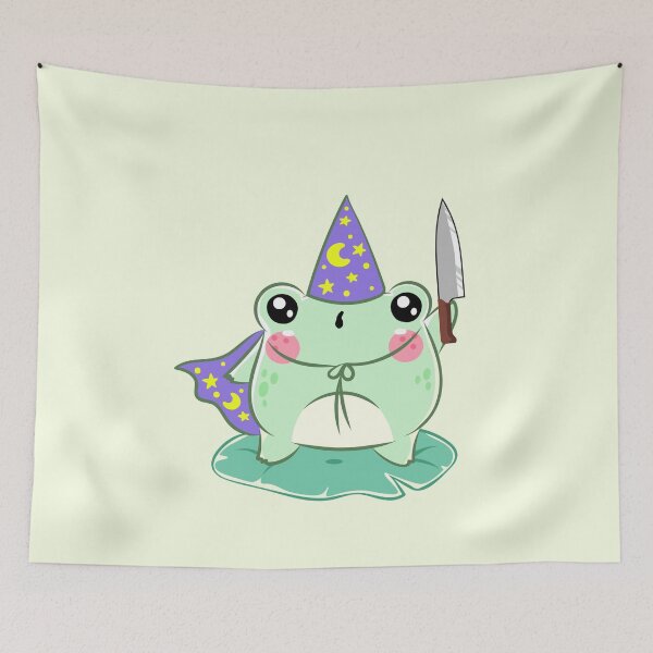 Item preview, Cute Cartoon Kawaii Frog holding knife | adorable knife animals | Japanese Kawaii aesthetic | Kawaii knife Frog | Froggy knife | Chibi kawaii frog and mushrooms designed and sold by Saffire6.