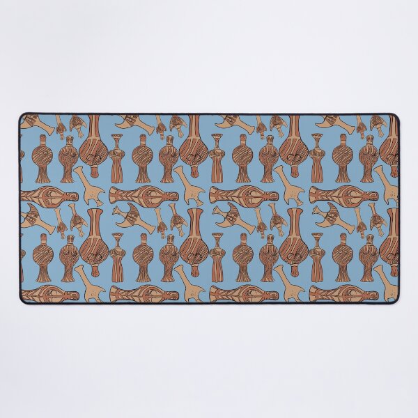 Item preview, Mycenaean pottery figurines pattern on blue designed and sold by Aisling Tierney.
