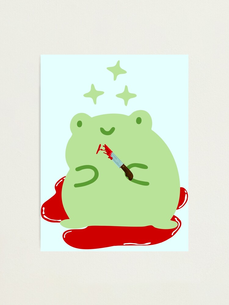 "Cute Cartoon Kawaii Frog holding knife adorable knife animals