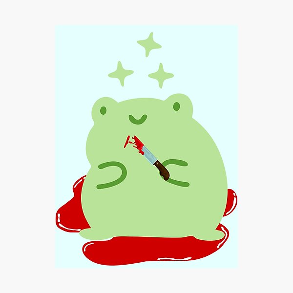 "Cute Cartoon Kawaii Frog holding knife adorable knife animals