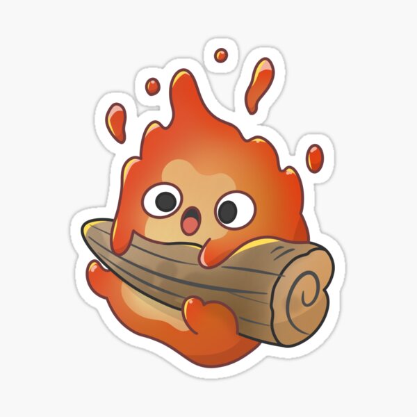 Netter Calcifer, der am Holz hängt Sticker