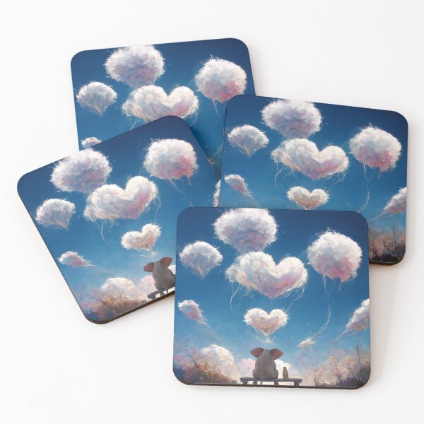 Item preview, elephant and dog look at fluffy clouds designed and sold by Mike Kiev art.