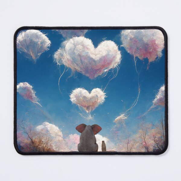 Item preview, elephant and dog look at fluffy clouds designed and sold by Mike Kiev art.