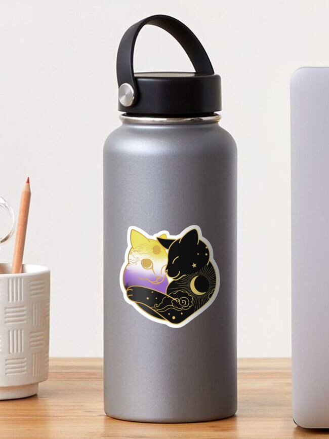 Thumbnail 1 of 3, Sticker, Nonbinary Celestial Cat Heart designed and sold by Psitta.