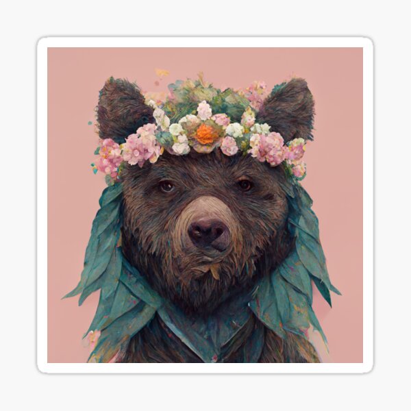 Bear with flower deals crown