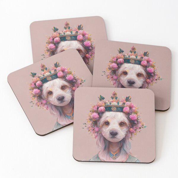 Item preview, Dog with Flower Crown Portrait designed and sold by PeridotShop.