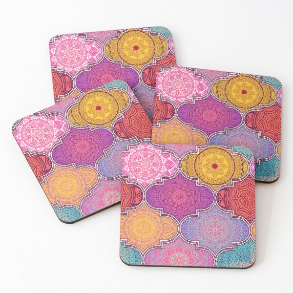 Item preview, Colorful Ethnic Indian Abstract Floral Tiles pattern designed and sold by Art-by-Geoff.