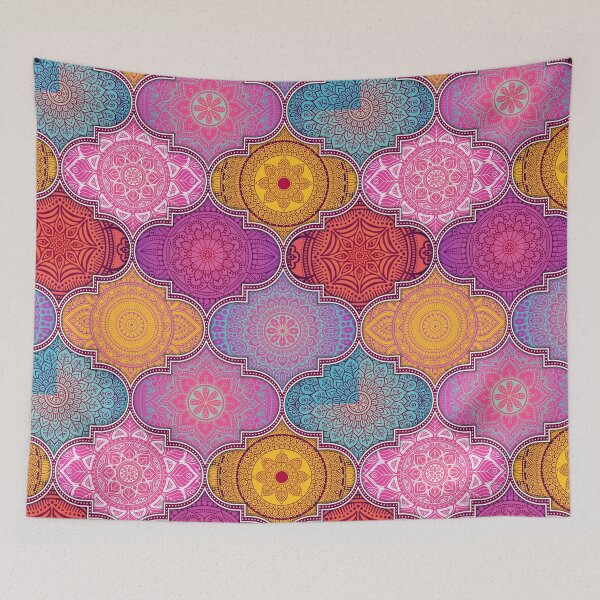 Item preview, Colorful Ethnic Indian Abstract Floral Tiles pattern designed and sold by Art-by-Geoff.