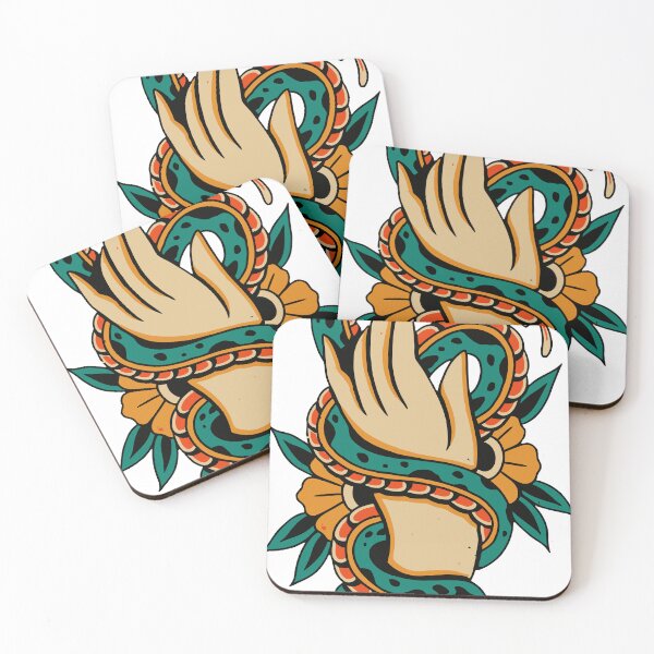 Item preview, American Traditional Tattoo Snake wrapping Hand with Flowers designed and sold by KenzieDesignCo.