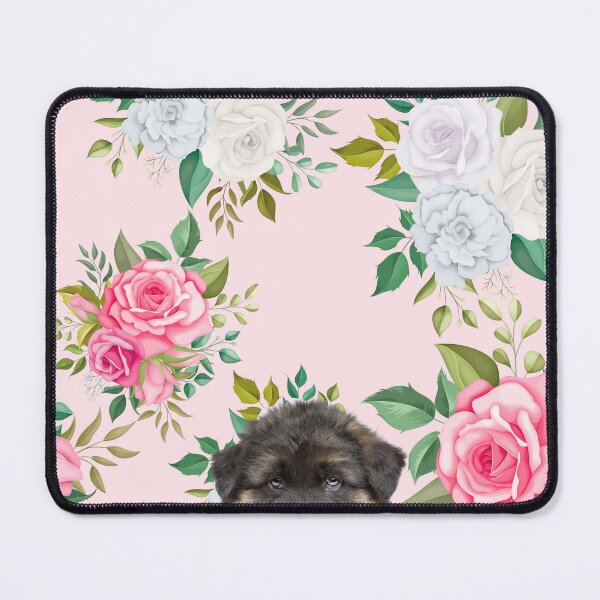 Item preview, German Shepherd florals pattern print flowers spring summer cute dog portrait art print dog breed gifts for dog person designed and sold by Doggymadness.