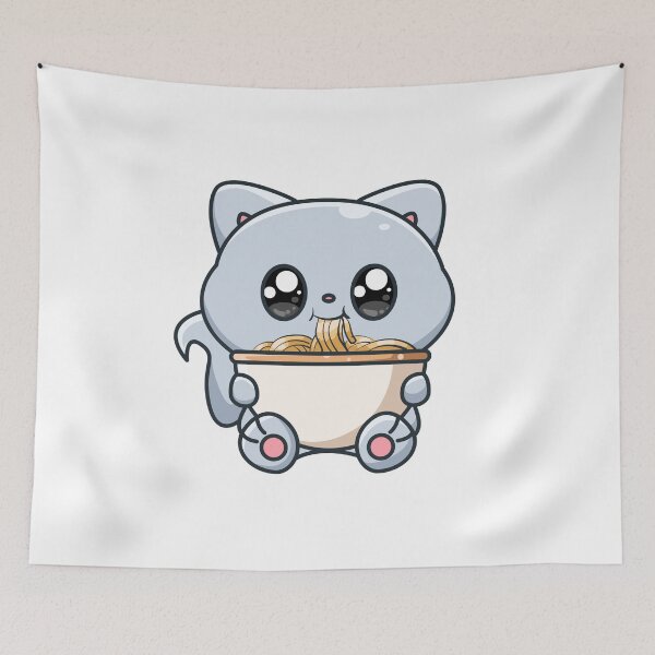Item preview, Peach and Goma Mochi Cat Eating Ramen designed and sold by Stevenobinsun.