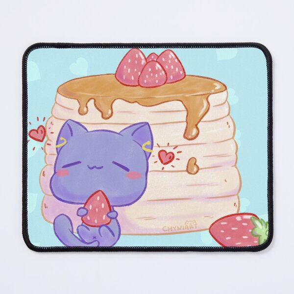 Item preview, Cat with strawberry pancakes designed and sold by Chynia.