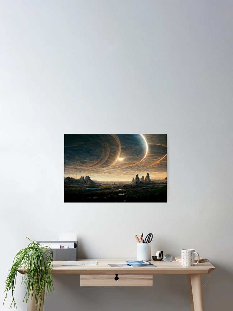 Thumbnail 2 of 3, Poster, Planet Rise designed and sold by Quantum Sheep.