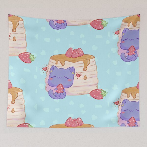 Item preview, Cat with strawberry pancakes designed and sold by Chynia.
