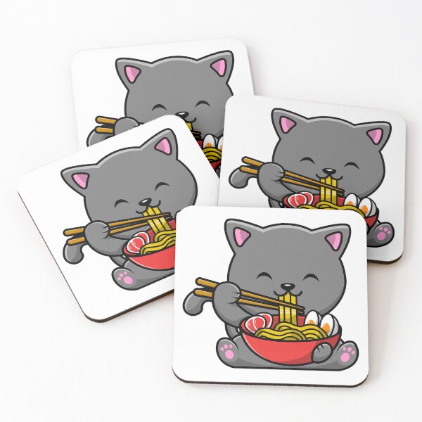 Item preview, Peach and Goma Mochi Cat Eating Ramen designed and sold by Stevenobinsun.