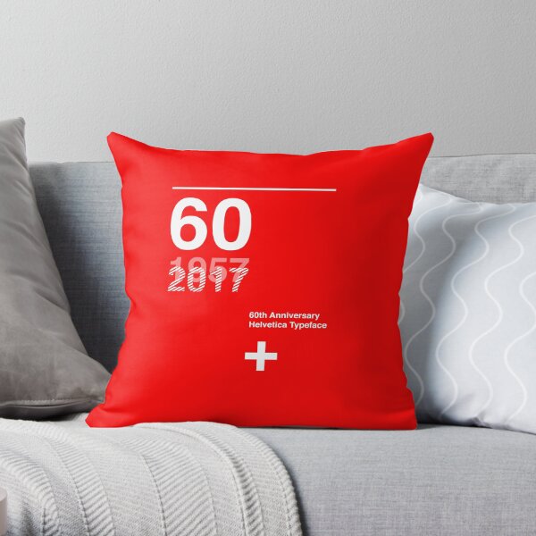 60th Anniversary Helvetica Typeface Throw Pillow