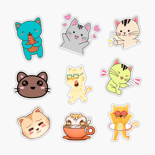 Cartoon Cute Pixel Pet Cat Stickers Storage Box Notebook Computer