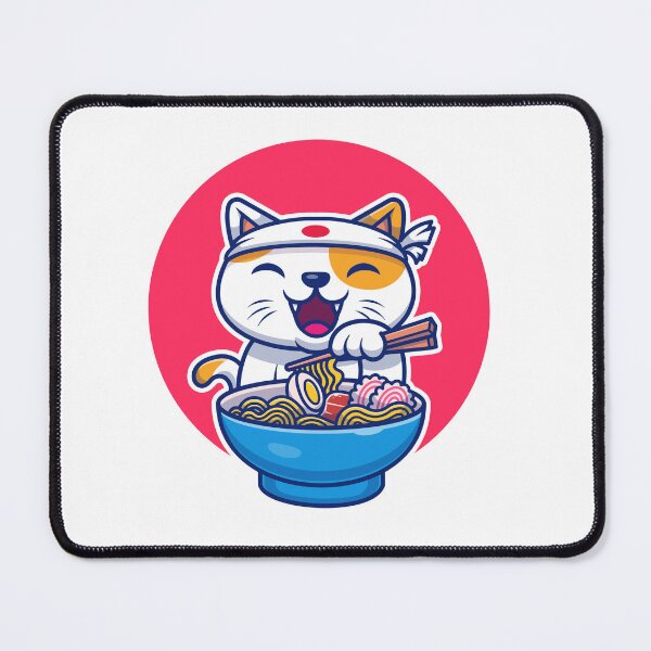 Item preview, Peach and Goma Mochi Cat Eating Ramen designed and sold by Stevenobinsun.